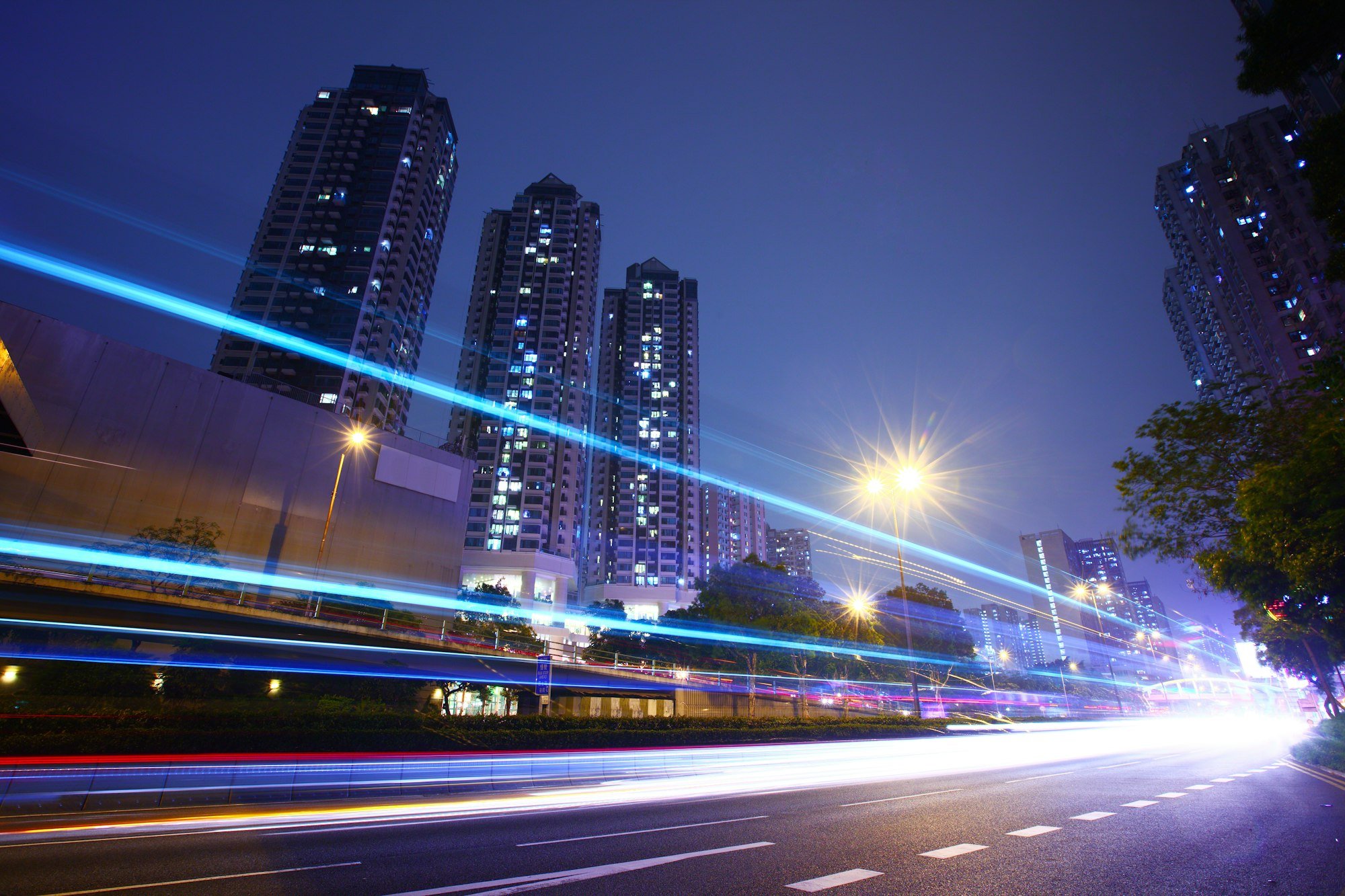 Highway road at night